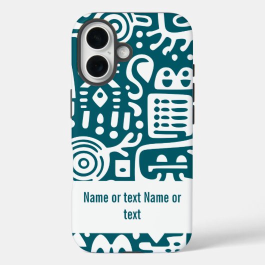 Donkere blauwgroen en witte doodles Case-Mate iPhone case (Achterkant)