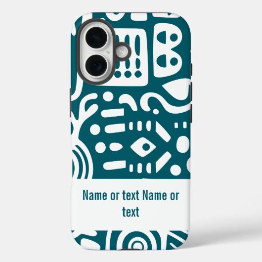 Donkere blauwgroen en witte doodles Case-Mate iPhone case (Achterkant)