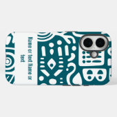 Donkere blauwgroen en witte doodles Case-Mate iPhone case (Achterkant (horizontaal))