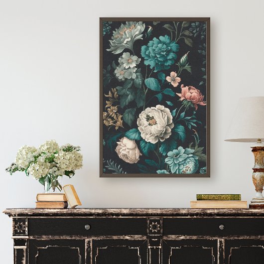 donkere Blauwgroen en witte flora ontkoppeling Tissuepapier