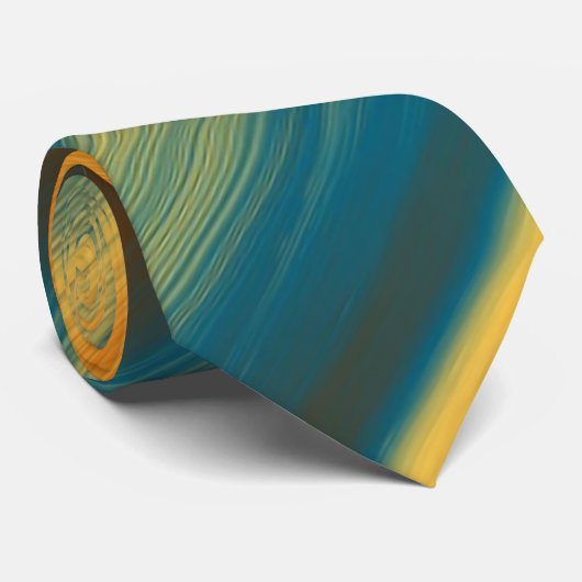 Donkere Blauwgroen gele Oranje Abstracte strepen Stropdas (Opgerold)