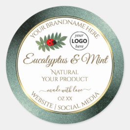 Donkere Blauwgroen Glitter White Product Label Lad