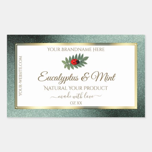 Donkere Blauwgroen Glitter White Product Labels La (Voorkant)