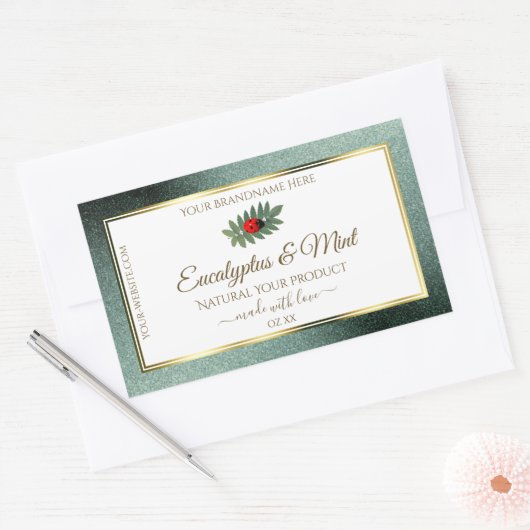 Donkere Blauwgroen Glitter White Product Labels La (Envelop)