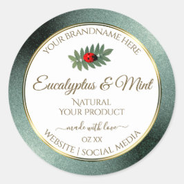 Donkere Blauwgroen Glitter White Product Labels La