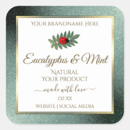 Donkere Blauwgroen Glitter White Product Labels La