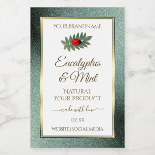 Donkere Blauwgroen Glitter White Product Labels La Voedselcontainer Etiket