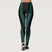 Donkere Blauwgroen glitter zwarte strepen Leggings (Achterkant)