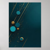 Donkere Blauwgroen Gold Abstract minimalist Poster (Voorkant)