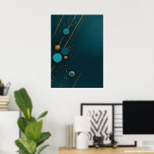 Donkere Blauwgroen Gold Abstract minimalist Poster (Thuiskantoor)