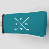 Donkere Blauwgroen Golf Clubs Monogram Golfheadcover (Voorkant)