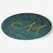 Donkere Blauwgroen gouden zwarte legant bruiloft m Papieren Bordje (Gekanteld)