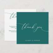 Donkere Blauwgroen groene moderne minimalistische  Bedankkaart (Voorkant / Achterkant)