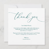 Donkere Blauwgroen groene moderne minimalistische  Bedankkaart (Achterkant)