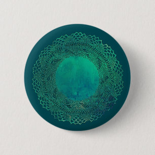 Donkere Blauwgroen haakkant Button
