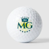Donkere Blauwgroen Initialen Crown Stars 50 Verjaa Golfballen (Voorkant)
