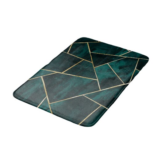 Donkere Blauwgroen inkt Gold geometric Glam #1 Badmat (Gekanteld)