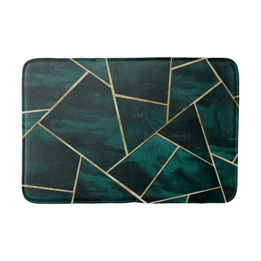 Donkere Blauwgroen inkt Gold geometric Glam #1 Badmat (Voorkant)