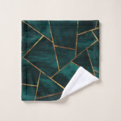 Donkere Blauwgroen inktkoper Gold geometrische gla Bad Handdoek (Wasdoekje)