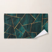 Donkere Blauwgroen inktkoper Gold geometrische gla Bad Handdoek (Handdoek)
