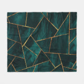 Donkere Blauwgroen inktkoper Gold geometrische gla Fleece Deken (Voorkant (Horizontaal))