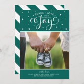 Donkere Blauwgroen kerstkaart Zwangerschap Aankond (Voorkant / Achterkant)