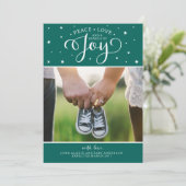 Donkere Blauwgroen kerstkaart Zwangerschap Aankond (Staand voorkant)