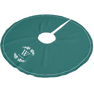 Donkere Blauwgroen Laurel Family Monogram Aangepas Kerstboom Rok