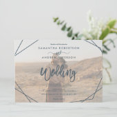 Donkere blauwgroen lijst eenvoudige fotoscriptbrui kaart (Staand voorkant)