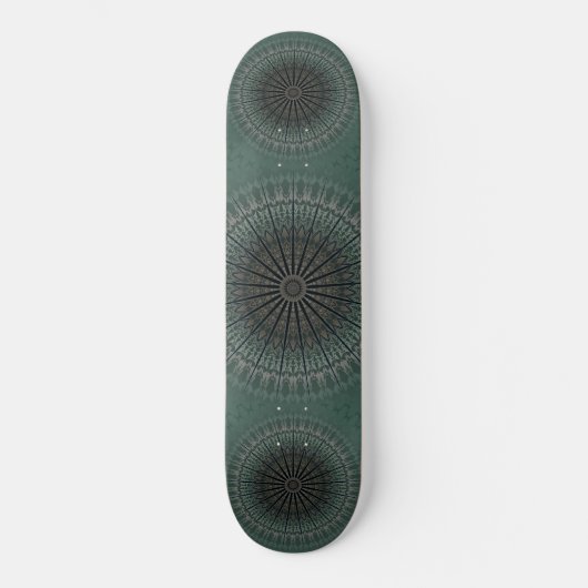 Donkere Blauwgroen Mandala Skateboard (Voorkant)