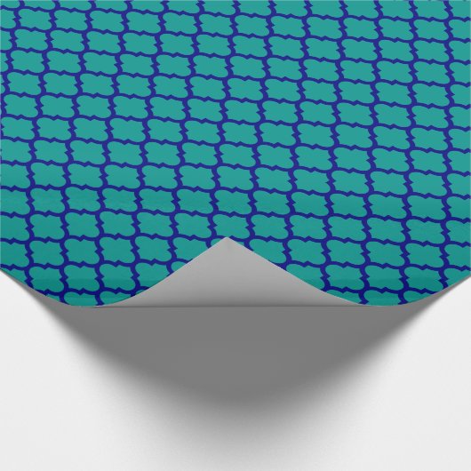 Donkere Blauwgroen marineblauw Marokkaans Quatrefo Cadeaupapier (Hoek)