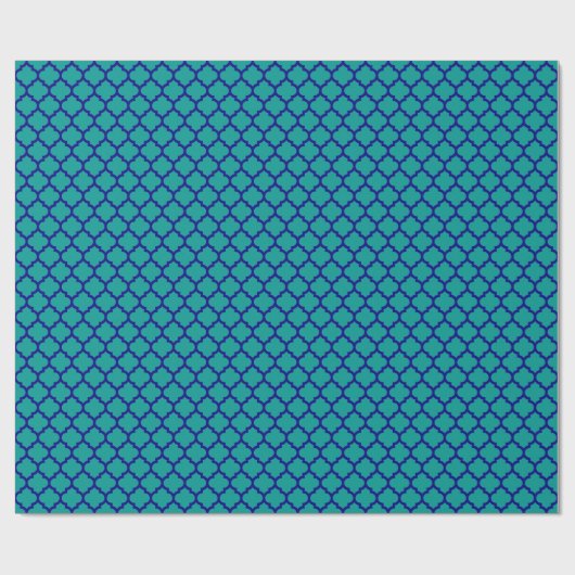 Donkere Blauwgroen marineblauw Marokkaans Quatrefo Cadeaupapier (Vlak)