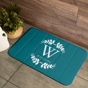 Donkere Blauwgroen monogram Badmat