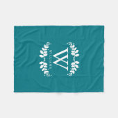 Donkere Blauwgroen monogram Fleece Deken (Voorkant (Horizontaal))