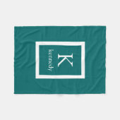 Donkere Blauwgroen naam van aangepast monogram Fleece Deken (Voorkant (Horizontaal))