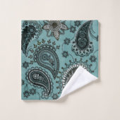 Donkere blauwgroen paisley bad handdoek (Wasdoekje)