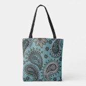 Donkere blauwgroen paisley tote bag (Achterkant)