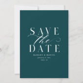 Donkere Blauwgroen rendy sparen de Datum Geen Code Save The Date (Voorkant)