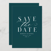 Donkere Blauwgroen rendy sparen de Datum Geen Code Save The Date (Voorkant / Achterkant)