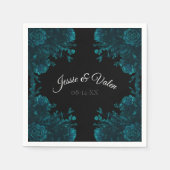 Donkere Blauwgroen Rozen bruiloft Napkins Servet (Voorkant)