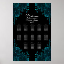 Donkere Blauwgroen Rozen Weddenschappen Poster