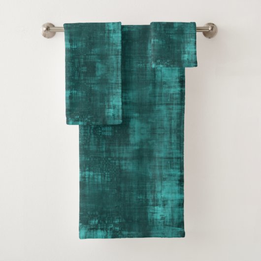 Donkere Blauwgroen subtiele patroonsuede look Bad Handdoek (Insitu)