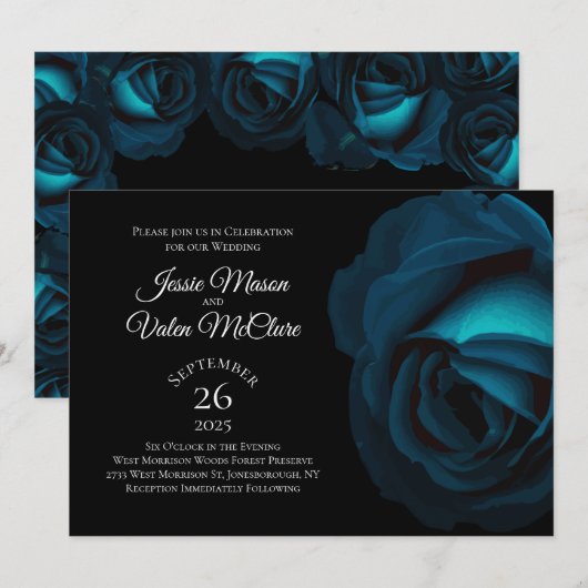 Donkere Blauwgroen Turquoise Roos Gothic Elegant W Kaart