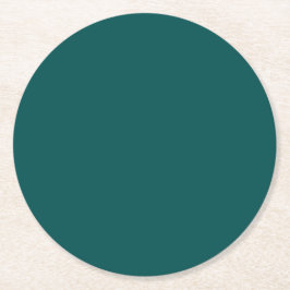 Donkere, Blauwgroen, vaste kleur Ronde Kartonnen Onderzetter