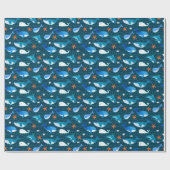 Donkere Blauwgroen walvispatronen Cadeaupapier (Vlak)