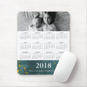 Donkere Blauwgroen Waterverf en Gold Agenda 2018 F Muismat (Met muis)