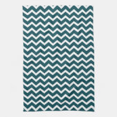 Donkere Blauwgroen Zig Zag Chevrons Pattern Theedoek (Verticaal)