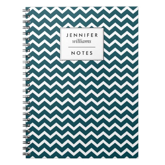 Donkere Blauwgroen Zigzags Patroon, speciaal aange Notitieboek (Voorkant)