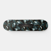 Donkere Blauwgroen, zwarte en gouden Abstracte pat Persoonlijk Skateboard (Horizontaal)