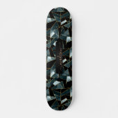 Donkere Blauwgroen, zwarte en gouden Abstracte pat Persoonlijk Skateboard (Voorkant)